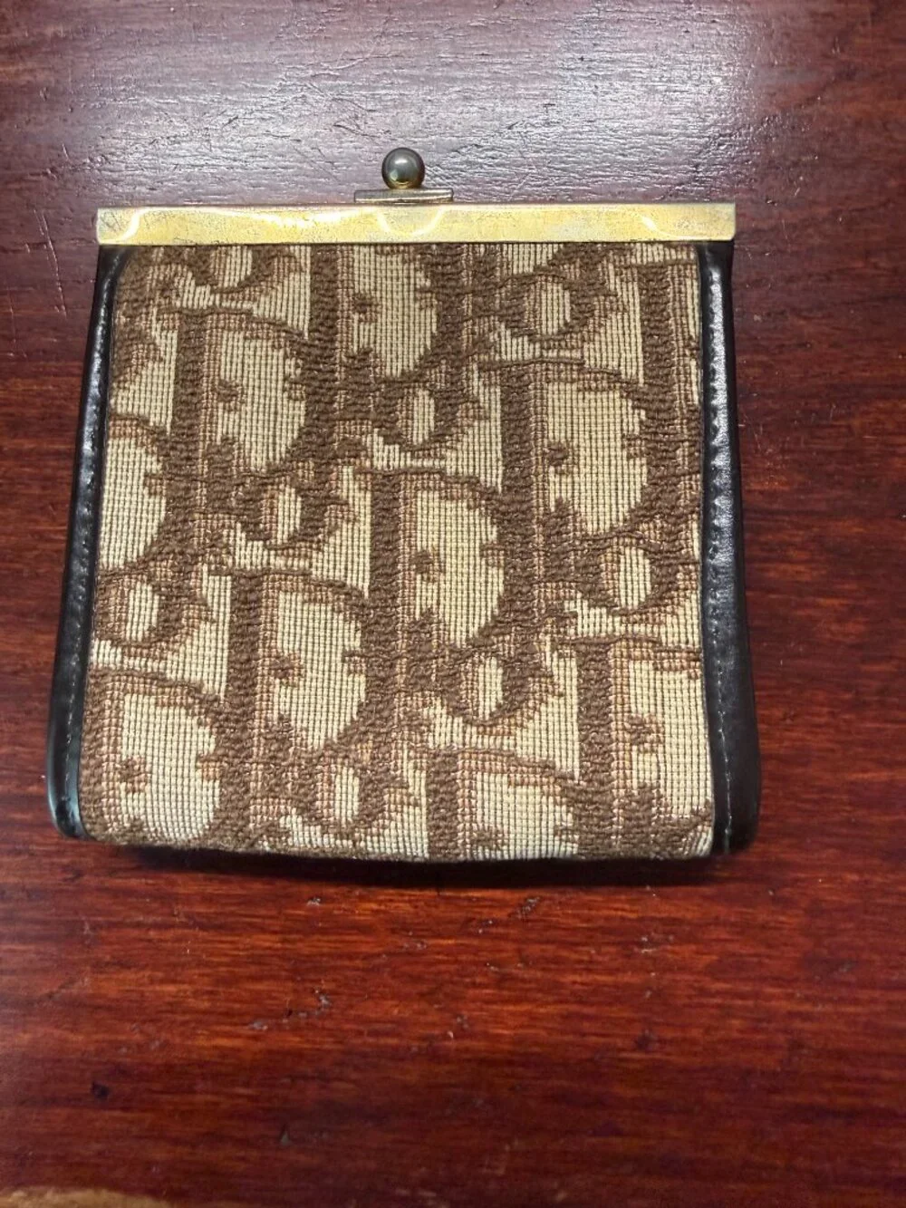 Authentic Vintage Christian Dior Trotter / Oblique Monogram Kiss-Lock Coin Purse
